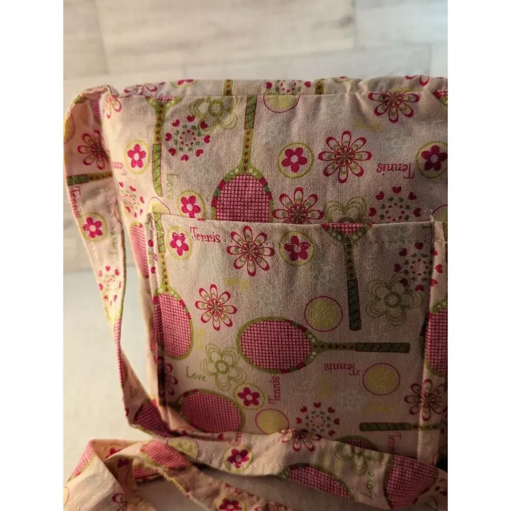 Tennis bag small pink Pattern Handmade For Essentials.Crossbody Strap 7.5x7.5x2